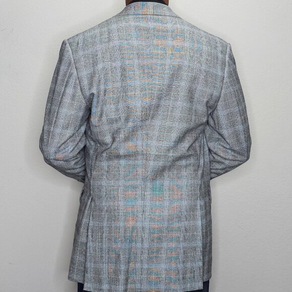Holland & Sherry Super 140's Wool Richard Bennett Dual Vent Blue Gray Blazer 40R - Picture 7 of 11